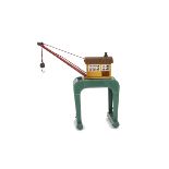 A Märklin H0 Gauge 464 Gantry Crane, unboxed, with turquoise-green gantry, red jib and brown
