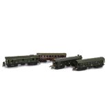 Four Märklin H0 Gauge 3-rail Pre-war ref 341 342 and 344 Coaches, all with pressed tinplate bogies