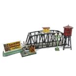 American 0 Gauge Accessories by American Flyer (AC Gilbert), comprising a girder bridge with