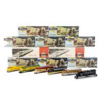 American H0 Gauge Coaching Stock by Athearn, mostly from kits, including 5 coaches in UP yellow, 5
