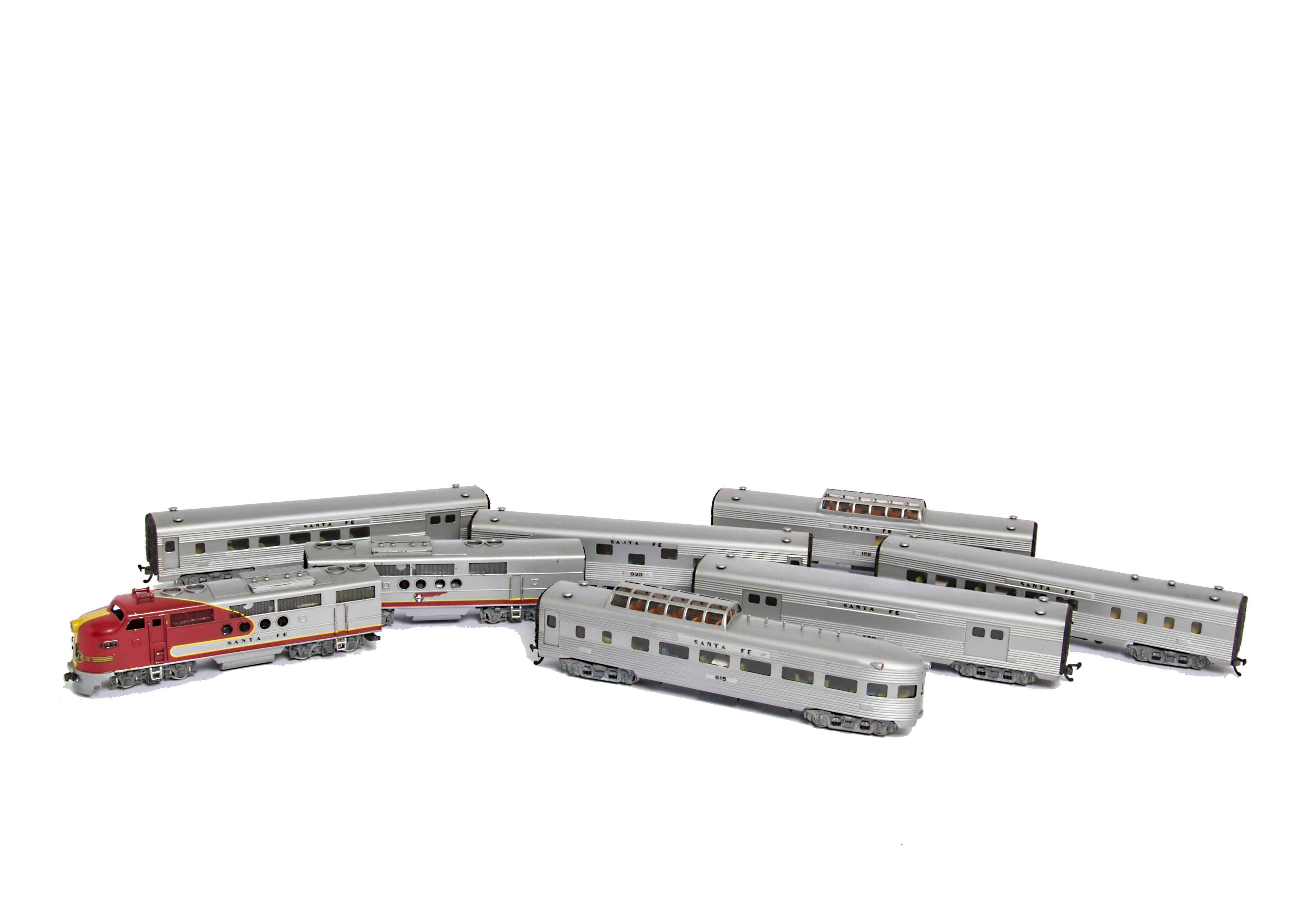 Tenshodo H0 Gauge Santa Fe F-9 Diesel Locomotive and Coaching Stock, the locos a powered A unit no