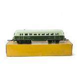 An 0 Gauge 3-rail SNCF Bogie Diesel Railcar by JEP, in painted two-tone green livery, VG, in