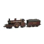 A Bing for Bassett-Lowke 0 Gauge Clockwork Midland Railway ‘Spinner’ 4-2-2 Locomotive and Tender, in