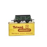 A rare Tri-ang TT Gauge T176 green Open Wagon, in original box, G, has been detailed with grey paint