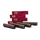 Hornby-Dublo 00 Gauge maroon super detail Coaches, 4078 Sleeping Car (6, three boxed), 4075