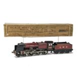 A Bassett-Lowke 0 Gauge 3-rail Electric LMS ‘Royal Scot’ Locomotive and Tender, ref 4303/0, in tin-