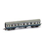 Tri-ang TT Gauge BR blue/grey Mainline coach, 1st/2nd class coach with replacement metal wheels, VG