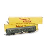 A pair of Tri-ang TT Gauge T137 Diesel Rail Centre Cars, both in original boxes, VG, boxes F-G,