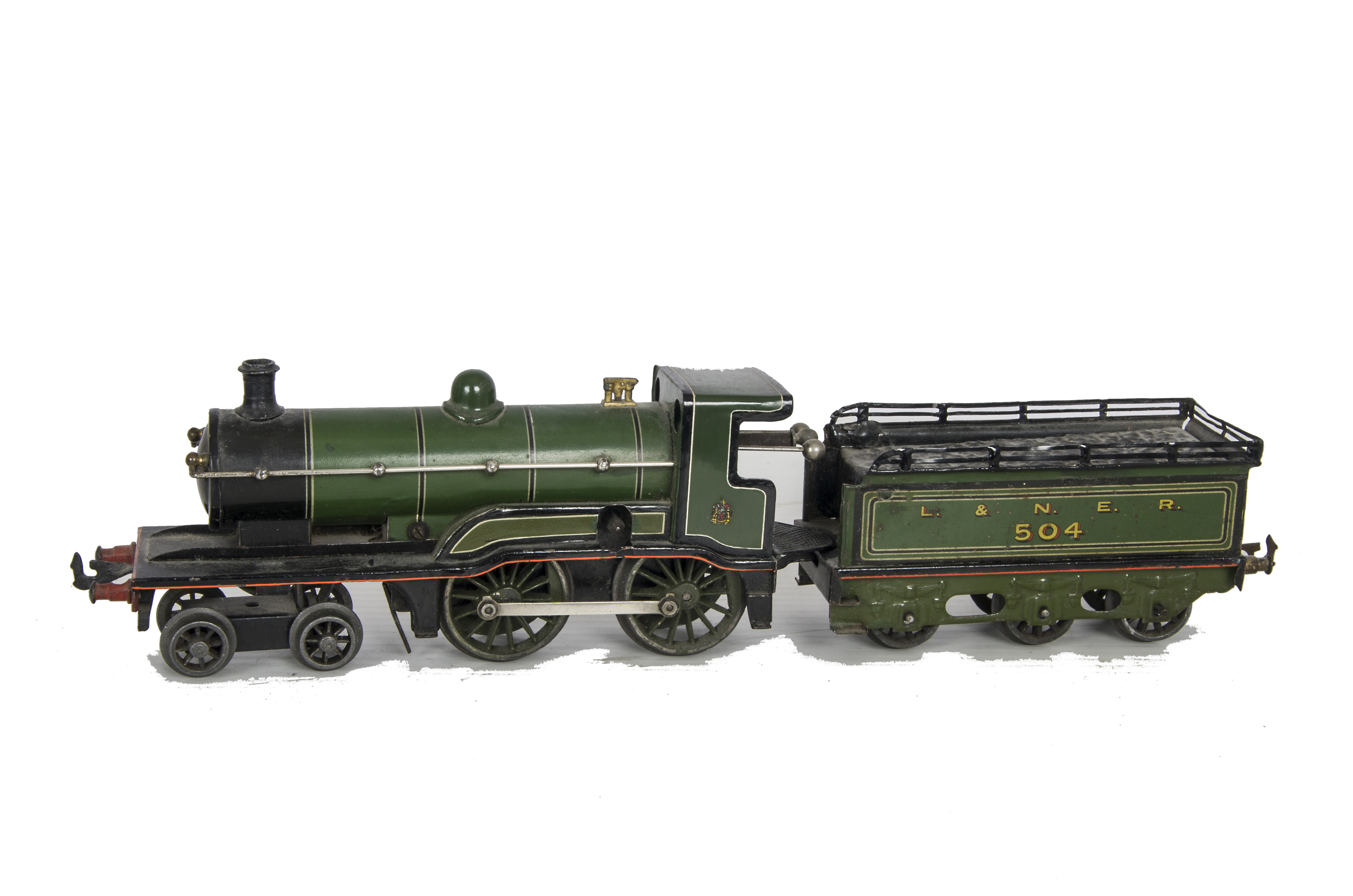 A Bing for Bassett-Lowke 0 Gauge Clockwork L&NER Ivatt 4-4-0 Locomotive and Tender, in lined LNER