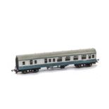 Tri-ang TT Gauge BR blue/grey Mainline coach, Brake/2nd, with replacement metal wheels, VG, minor