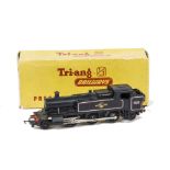 A late issue Tri-ang TT Gauge T90 BR black 2-6-2 Tank Locomotive, No 6157 with open spoked wheels,