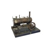 A Single-Cylinder Horizontal Stationary Steam Engine, the engine possibly by Doll or similar, with