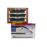Hornby 00 Gauge Train Packs, R2379 Eurostar comprising Power, Dummy and three centre cars, R369 BR