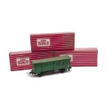 Hornby-Dublo 00 Gauge Export issue Horse Boxes, 4315/4465 maroon (2) and 4316/4466 SR green, all