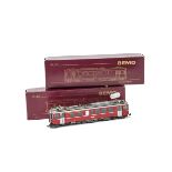 A pair of Bemo H0m Gauge Electric Railcars, 1265 134 RhB Abe 4/4 504 Electric Railcars, in