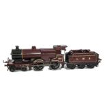 A Hornby 0 Gauge Clockwork No 2 Special ‘Compound’ 4-4-0 Locomotive and Tender, in LMS crimson as no