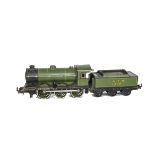 A Bing for Bassett-Lowke 0 Gauge Clockwork LNER 0-6-0 Locomotive and Tender, in lined LNER green