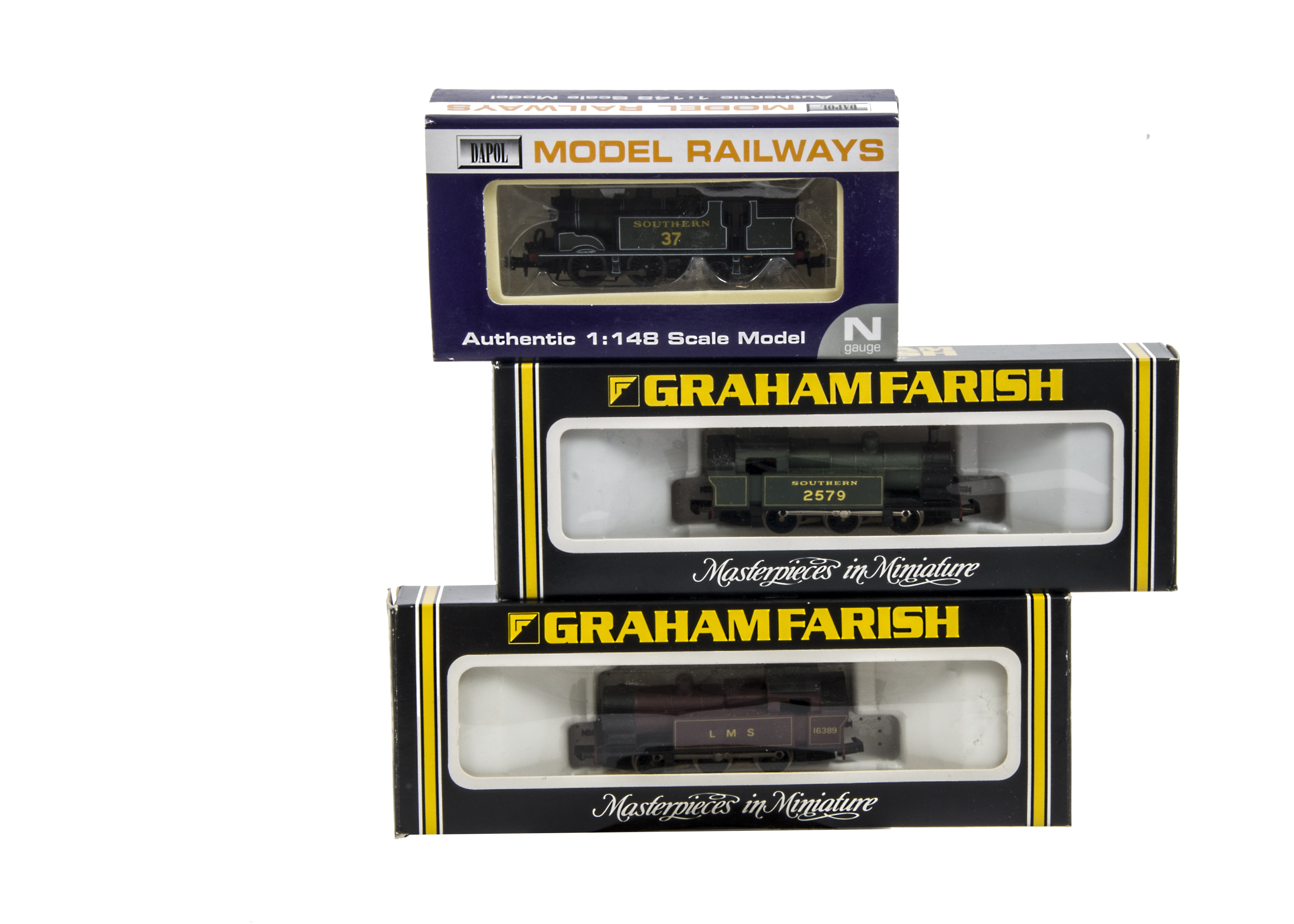 Graham Farish and Dapol N Gauge Locomotives, GF 1703 SR green 0-6-0 and 1701 LMS maroon General