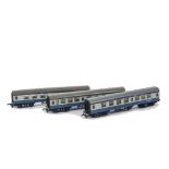 Tri-ang TT Gauge repainted BR blue/grey Mainline coaches, repainted BR blue 1st/2nd (2) and brake/