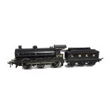 A Bassett-Lowke 0 Gauge Clockwork LNER 0-6-0 Locomotive and Tender, in LNER glass black as no 156,