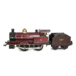 A Gauge I Clockwork MR 0-4-0 Locomotive and Tender by Märklin, in lined Midland crimson lake as no