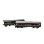 Two Bassett-Lowke 0 Gauge LMS Bogie Coaches, both in LMS crimson, comprising 1st class coach no 3490