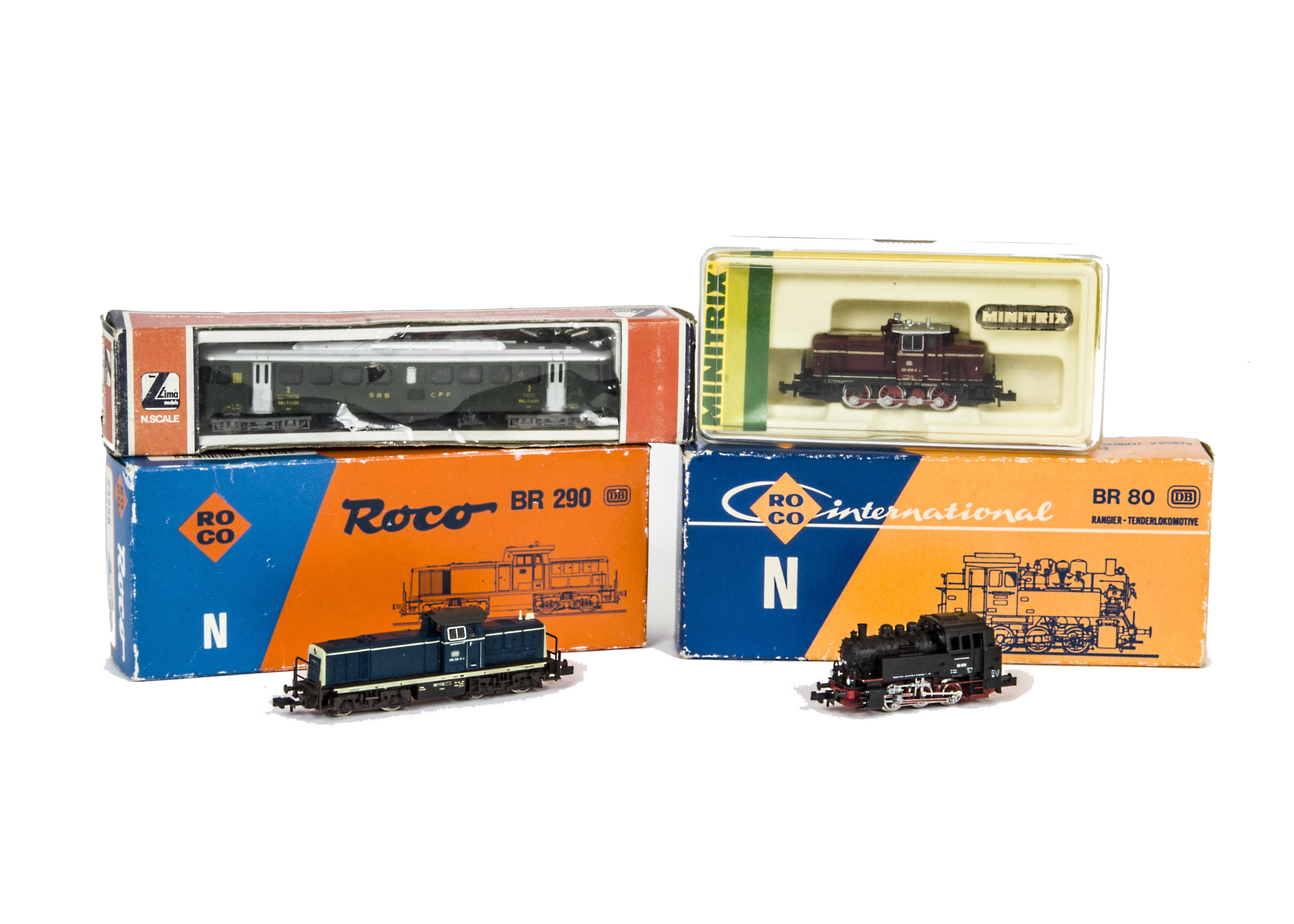 Minitrix Arnold RoCo and Lima N Gauge Locomotives, Minitrix DB maroon 0-6-0 Diesel Shunter, Lima