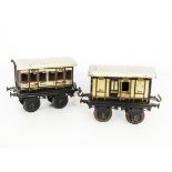 A Pair of Early Bing Gauge I LNWR 4-wheeled Coaches, in ‘plum and spilt milk’ livery, comprising 3rd