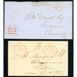 Canada 1842 (17 Sept.) envelope to Salem showing fine "paid/at/quebec l.c." Crowned circle and Que