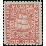 British Guiana 1860-75 Ship Issues 1860-63 Thick Paper, Perf. 12 8c. brownish rose, unused with lar