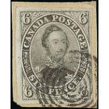 Canada 1852-57 Handmade Wove Paper, Imperforate 6d. brownish grey with just clear to large margins,