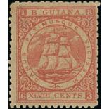 British Guiana 1860-75 Ship Issues 1863-68 Medium Paper, Perf. 12½-13 48c. pale red, unused with pa