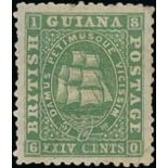 British Guiana 1860-75 Ship Issues 1862-65 Medium Paper, Perf. 12½-13 24c. deep green, unused with