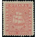 British Guiana 1860-75 Ship Issues 1862-65 Medium Paper, Perf. 12½-13 8c. pink, unused with large p