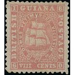 British Guiana 1860-75 Ship Issues 1860-63 Thick Paper, Perf. 12 8c. brownish rose, unused with par