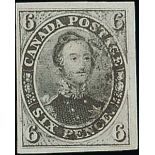 Canada 1852-57 Handmade Wove Paper, Imperforate 6d. greenish grey with good to large margins, indis