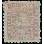 British Guiana 1860-75 Ship Issues 1866-71 Medium Paper, Perf. 10 12c. pale lilac, unused with part