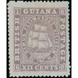 British Guiana 1860-75 Ship Issues 1875-76 Medium Paper, Perf. 15 12c. lilac, unused with part orig