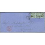 British Guiana 1860-75 Ship Issues 1875-76 Medium Paper, Perf. 15 24c. yellow-green pair and a sing