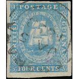British Guiana 1853-55 4c. pale blue with good to large margins, cancelled by Demerara double-arc.