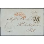 Canada 1852 (24 June) entire to Philadelphia, showing fine "steam-boat-letter" c.d.s. in black, cu