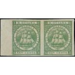 British Guiana 1860-75 Ship Issues Imperforate Plate Proofs 24c. green marginal horizontal pair wit