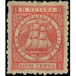 British Guiana 1860-75 Ship Issues 1866-71 Medium Paper, Perf. 10 48c. red, unused with large part