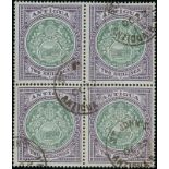 Antigua Issued Stamps 1903 2/- grey-green and pale violet block of four,