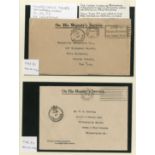 Bahamas Covers and Cancellations 1934, 1944 and 1946 OHMS envelopes to USA,