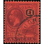 Antigua Issued Stamps 1922 £1 purple and black on red,