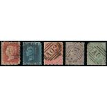 Antigua Great Britain Stamps Cancelled "A02" at St. John's 1d., 2d., 4d., 6d. and 1/- all with good