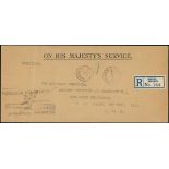 Bahamas Covers and Cancellations 1933 (20 May) OHMS envelope (226x105mm.) registered from Nassau to