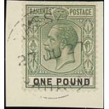 Bahamas Issued Stamps 1912 £1 dull green and black,