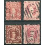 Bahamas Issued Stamps 1862 no watermark, perf. 11½, 12, 1d. carmine-lake and 4d. dull rose, and per